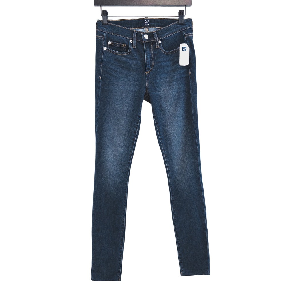 NWT Gap True Skinny Jeans Women 26R Dark Wash Blue‎ Denim Stretch 1969 Mid Rise